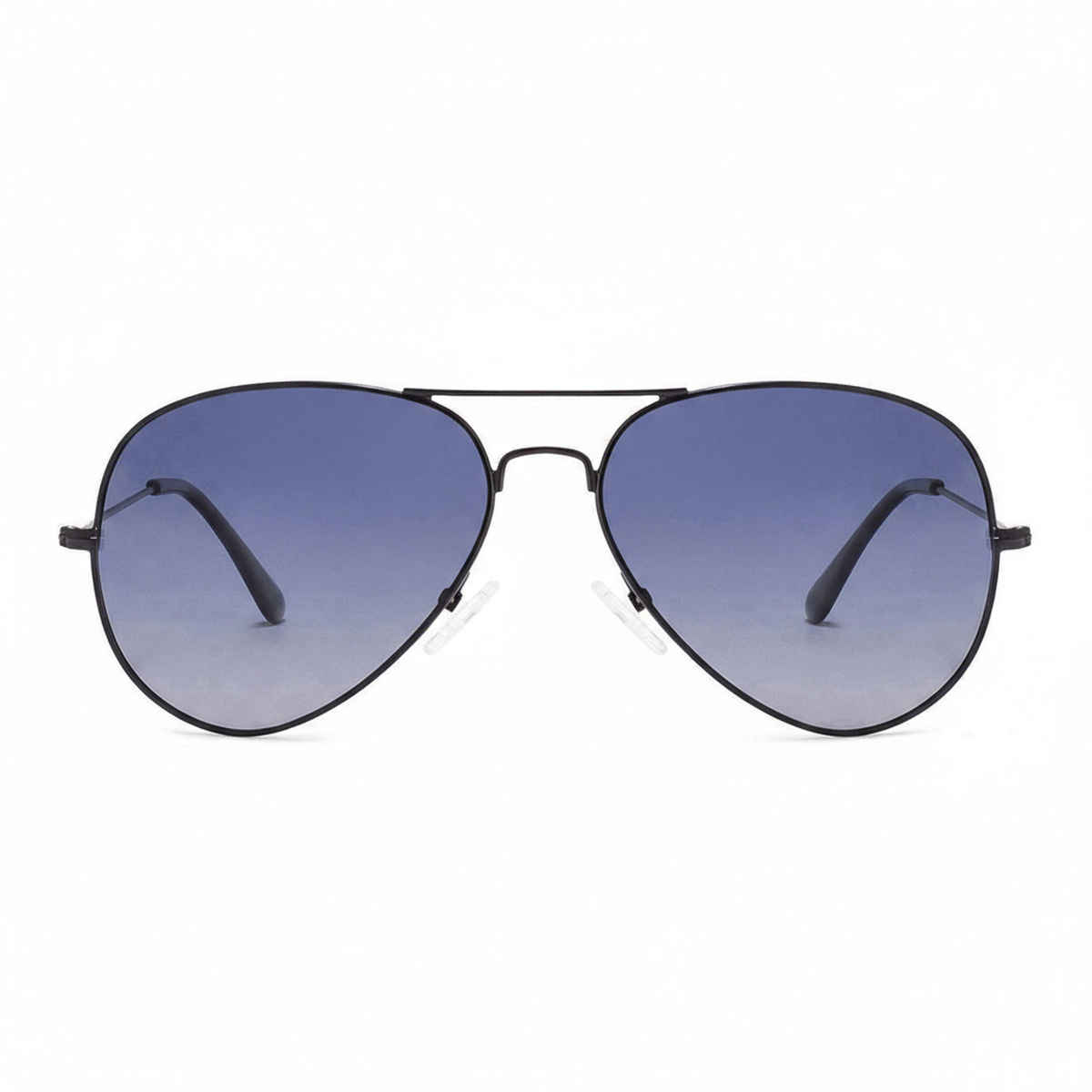 Vincent Chase By Lenskart Unisex Solid Stainless Steel Aviator Sunglasses | Black and Blue - M