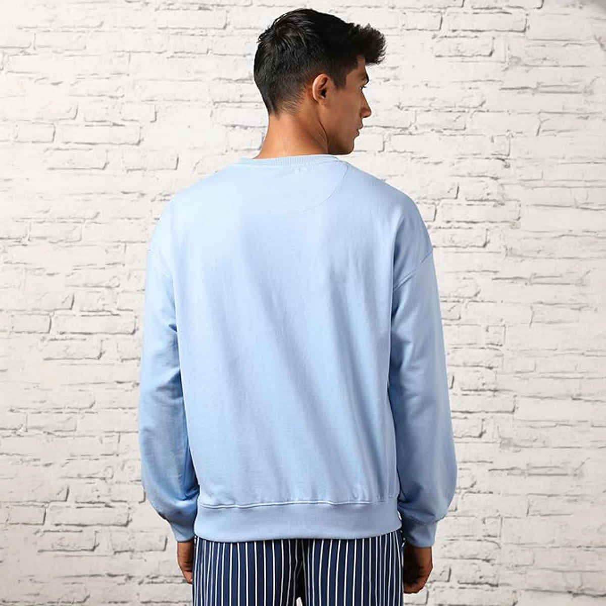 Nobero Men's Never Say No Relaxed Fit Sweatshirt | Powder Blue - M