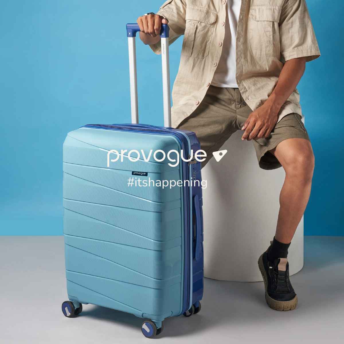 Provogue Azure Hard-Sided PP Medium Check-in Luggage Trolley Bag | Saphire-Peacock Blue - 65 cm