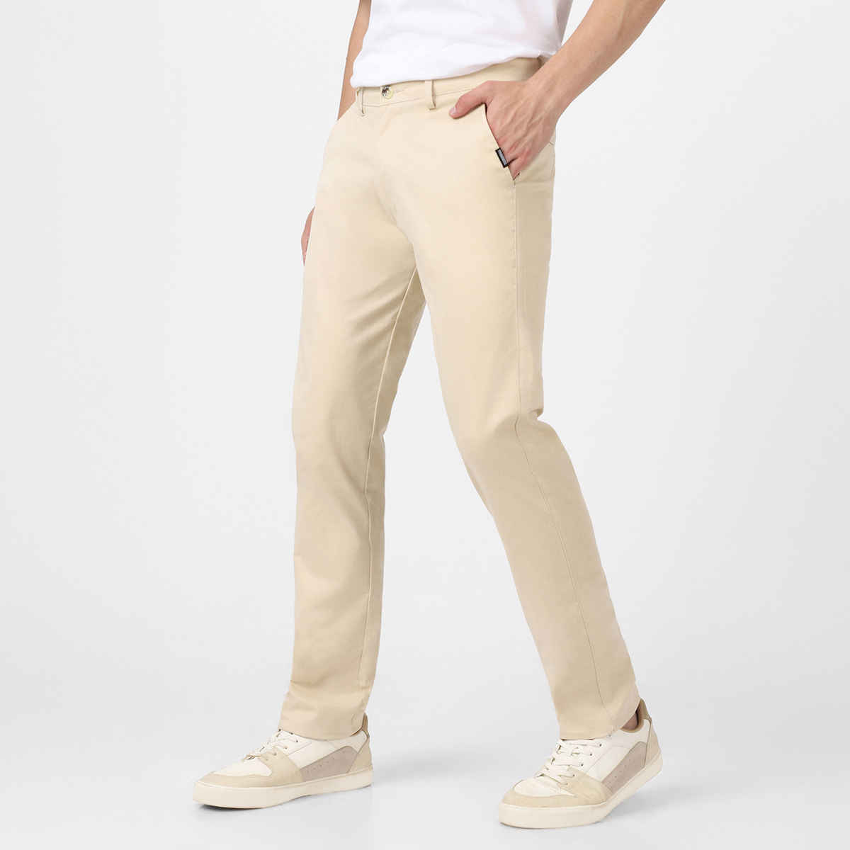 Urbano Fashion Men's Chinos Trousers Cotton Slim Fit Casual Stretch | Cream | 36