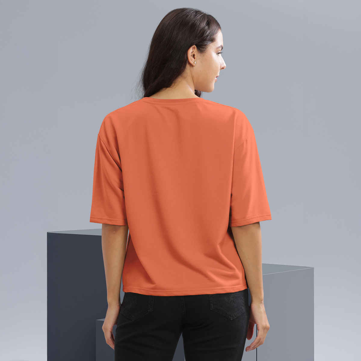 Hellcat Women's Orange Trendy Printed Crop Top | M