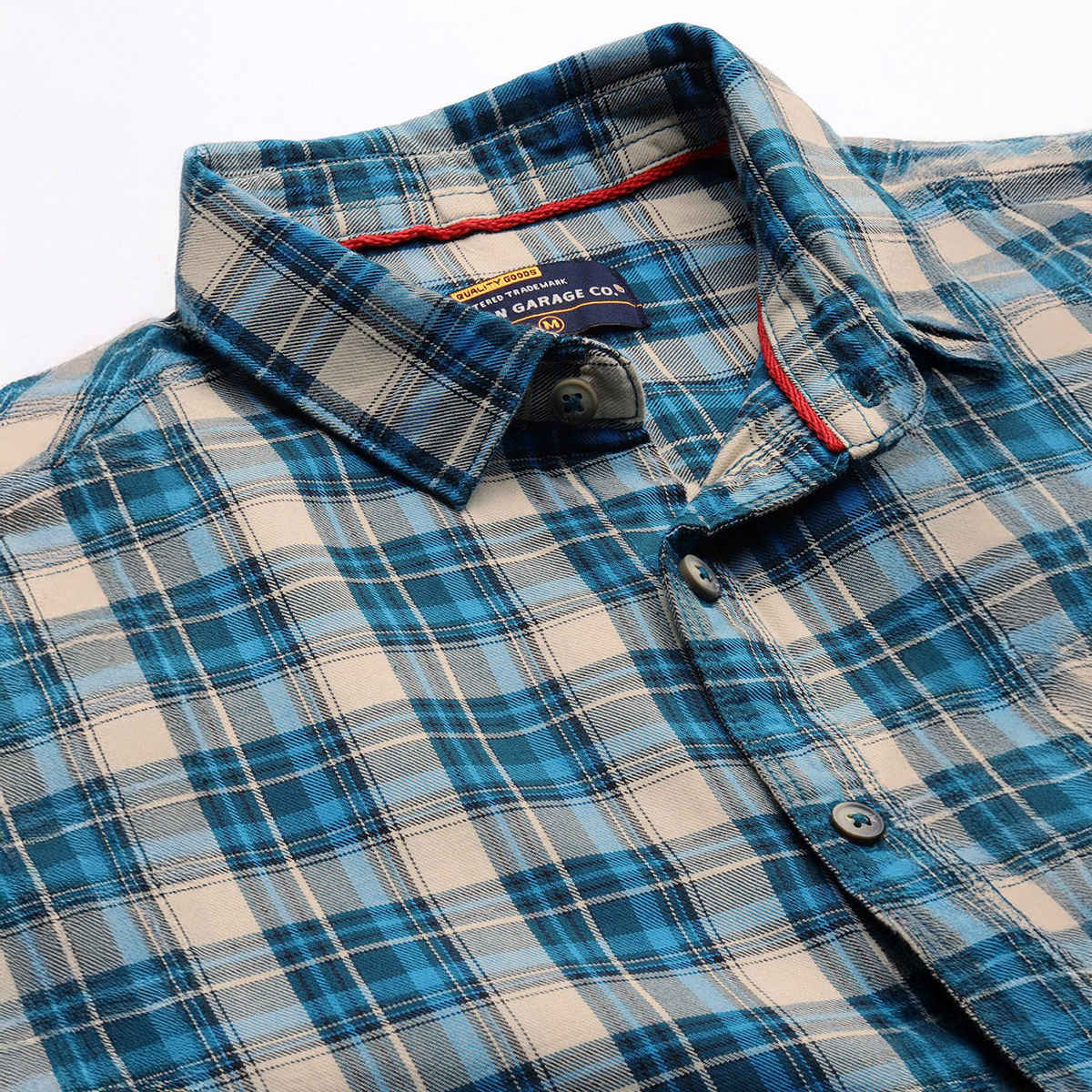 The Indian Garage Co Men's Slim Fit Checkered Casual Shirt | Blue - 2XL