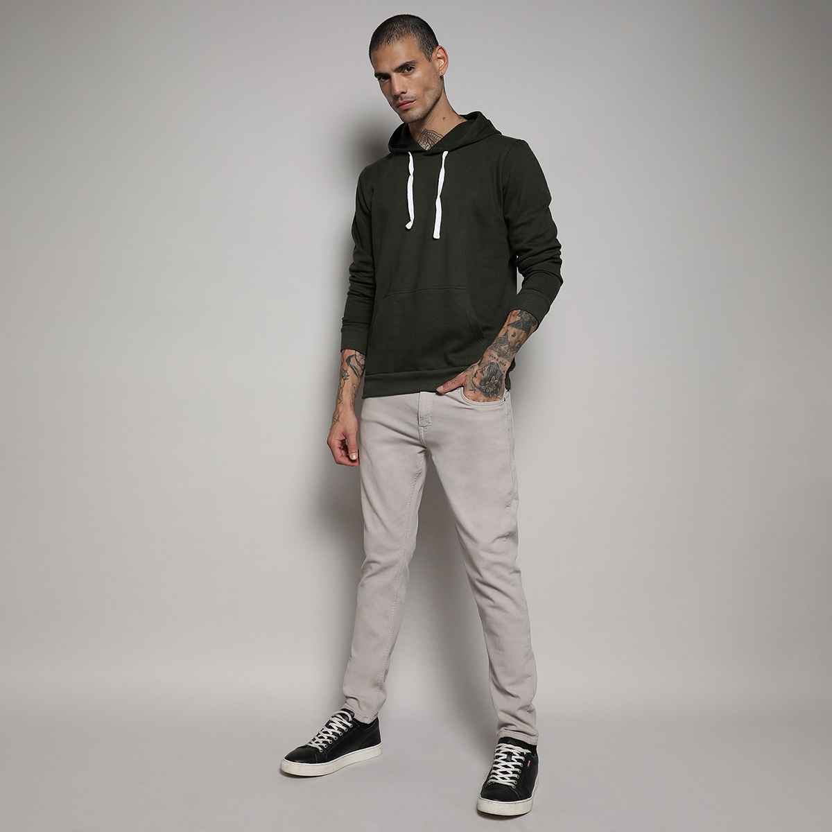 Campus Sutra Men's Hoodie | Green - M