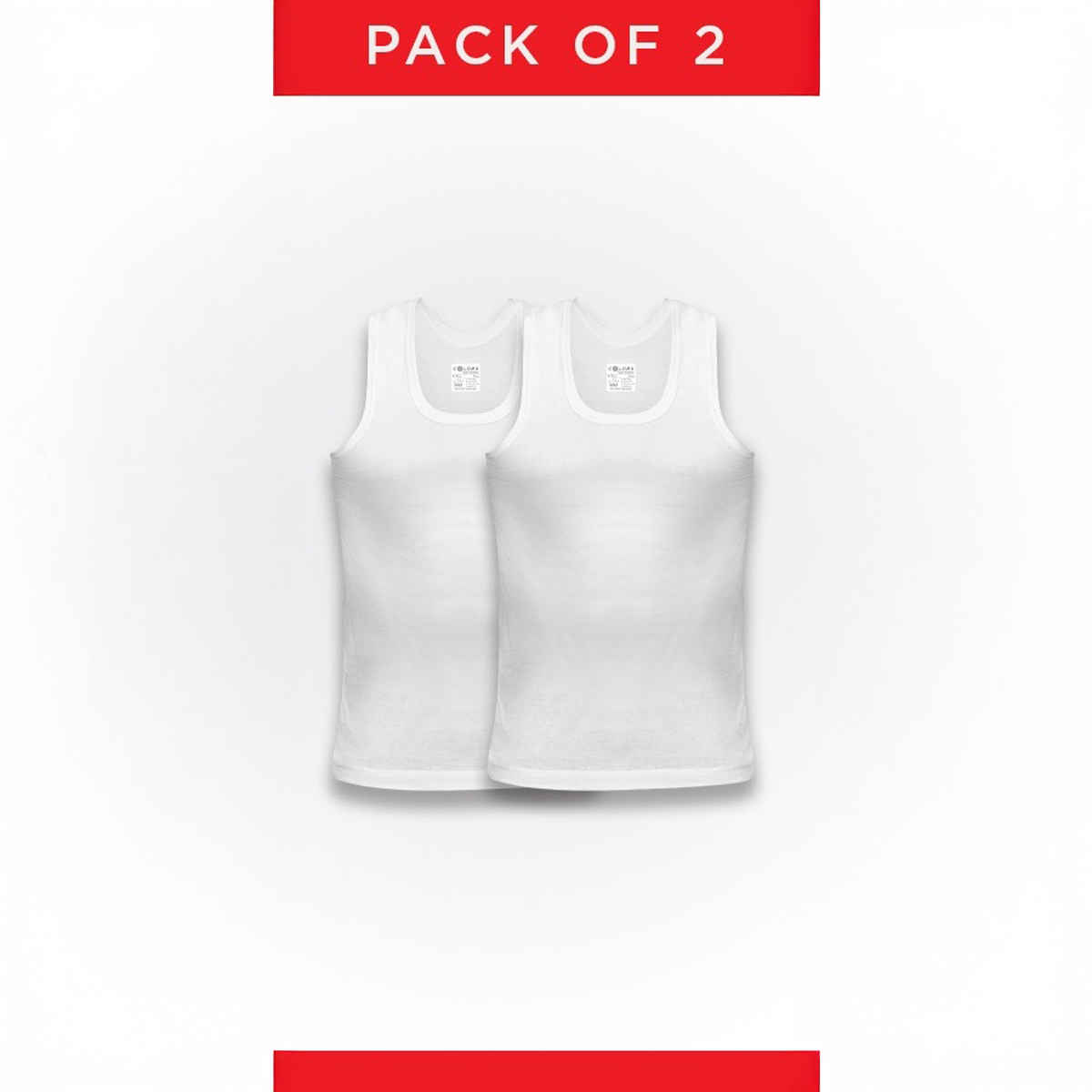 Rupa Colors Men's King's Collection Royal Vest Style 213 White - 95 cm Pack of 2