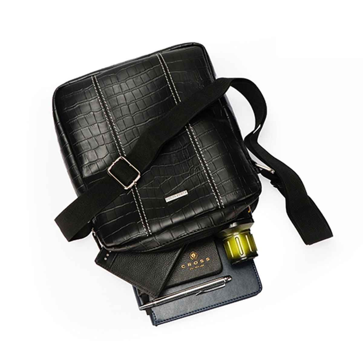 Cross Men's Textured Vegan Leather 5 L Crossbody Bag | Black