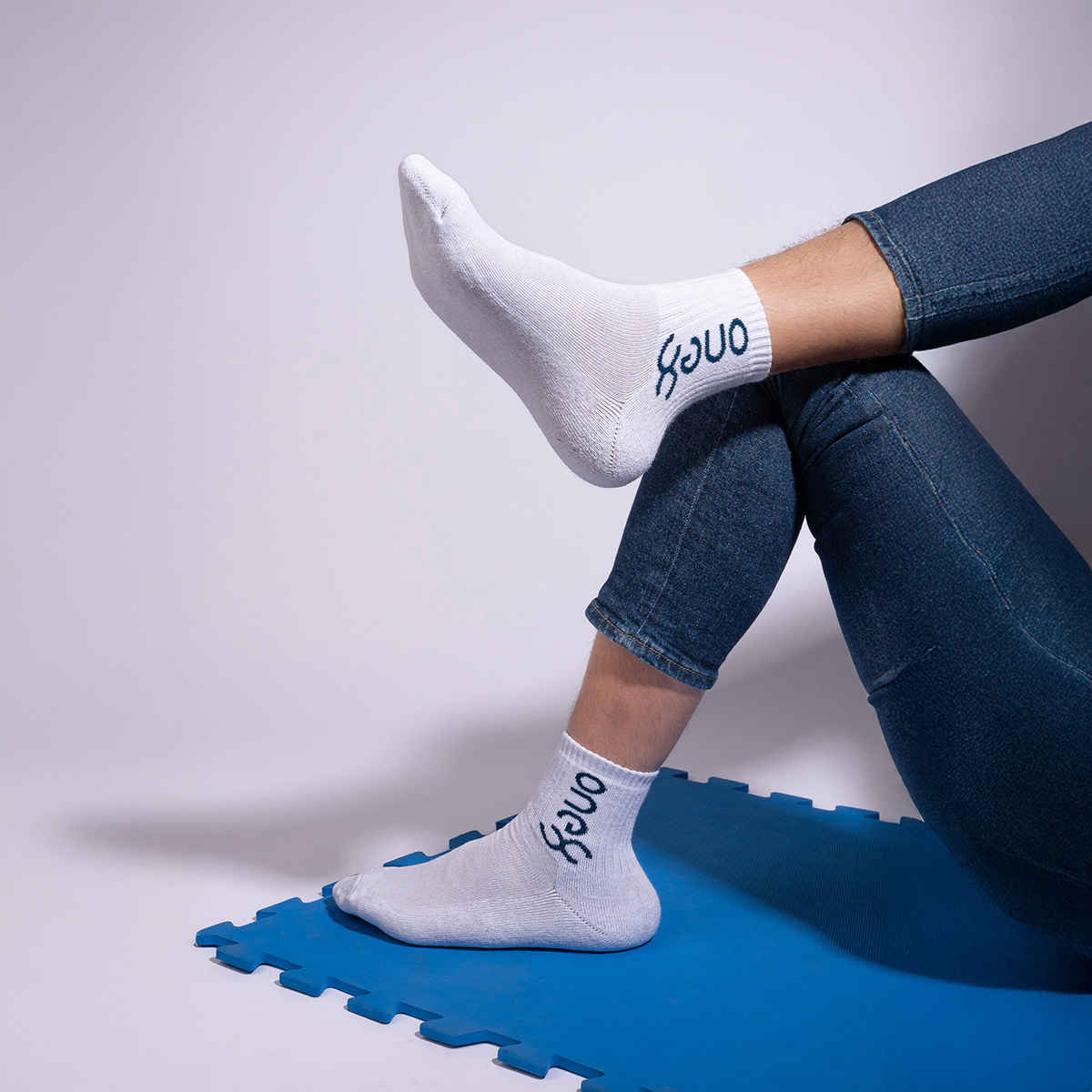 One8 Men's Cotton Ankle Length Socks | White - Free Size