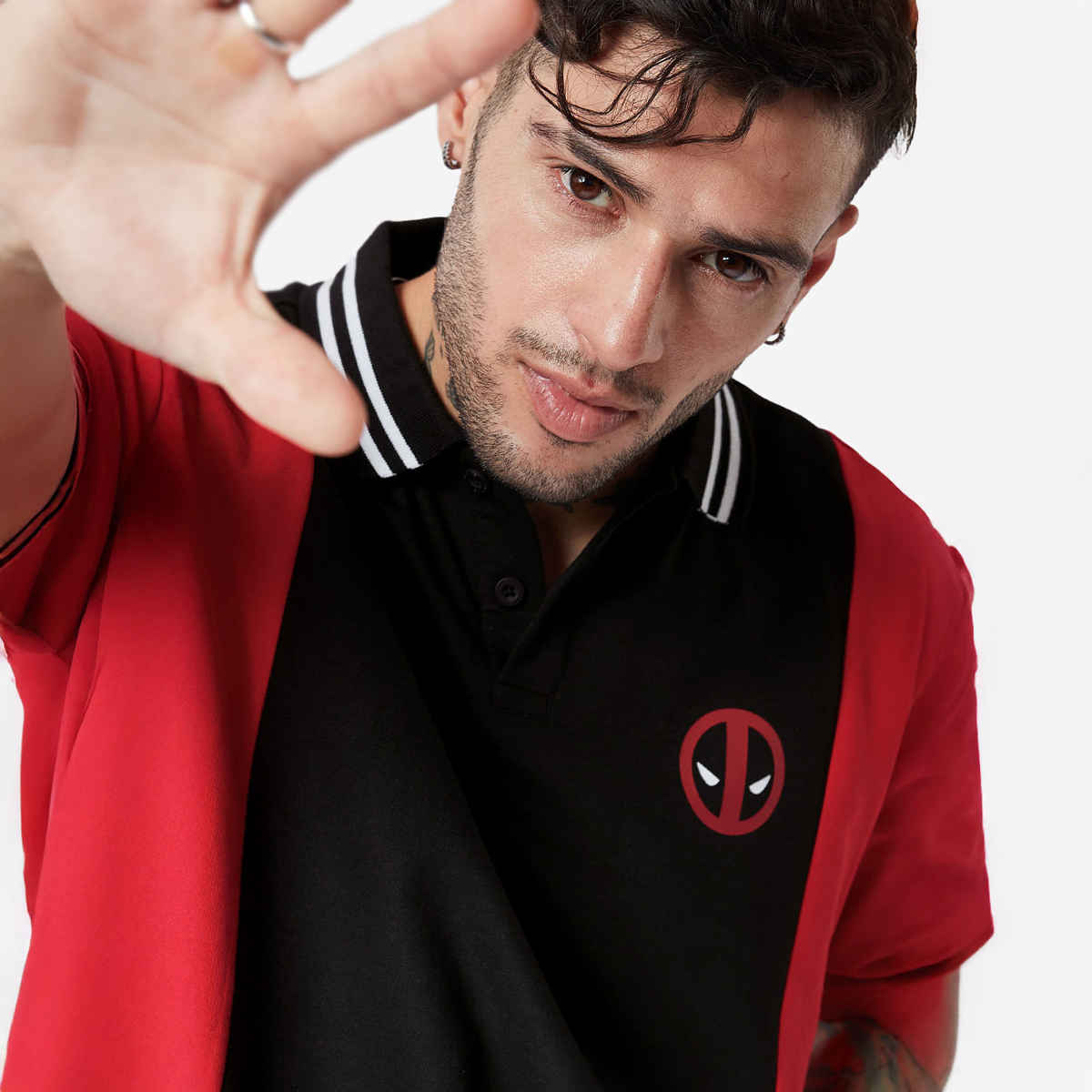 The Souled Store Men's Deadpool Logo Oversized Polo | Red - S