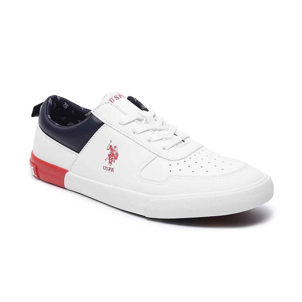 U.S. Polo Assn. Men's Men's Men Panelled Colour Block Clanal Sneakers Off white - UK 10
