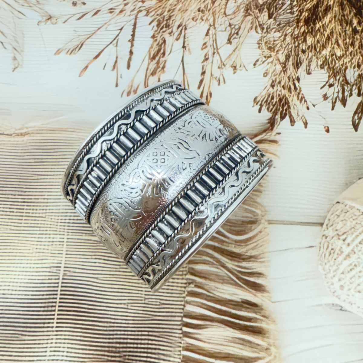 The Opal Factory | Oxidised Jewelry | Cuff Bracelet Flexi Size | Silver