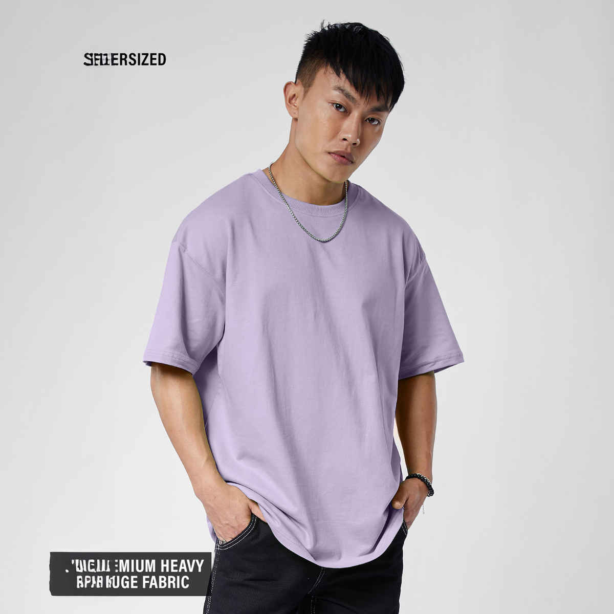 The Souled Store Solids- Deep Lavender Oversized T-Shirts, Lavender, S