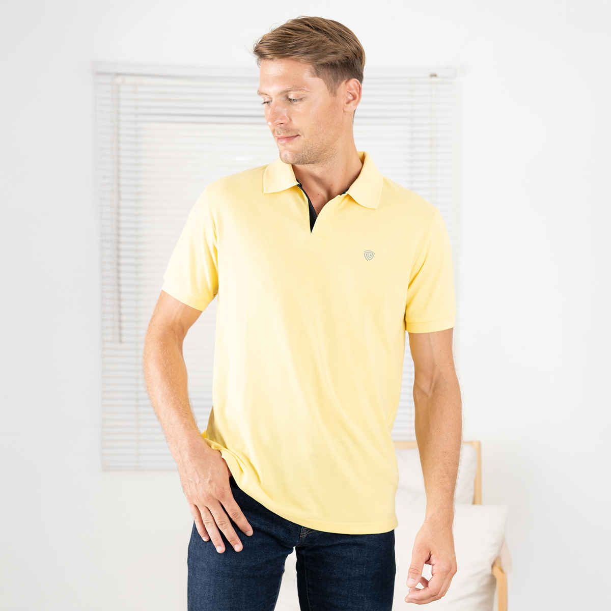 Lux Cozi Men's Cotton Polo T-Shirt, Yellow, XL
