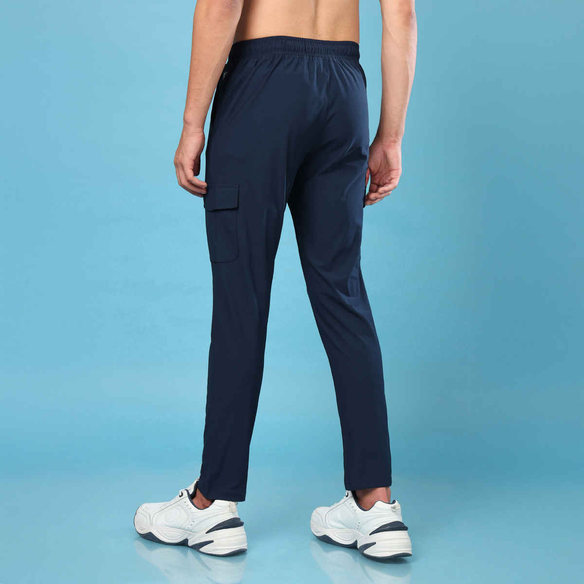 Technosport Men Poly Solid Relax Fit Sports Cargo Trackpants with DURACOOL+ | Navy | XL