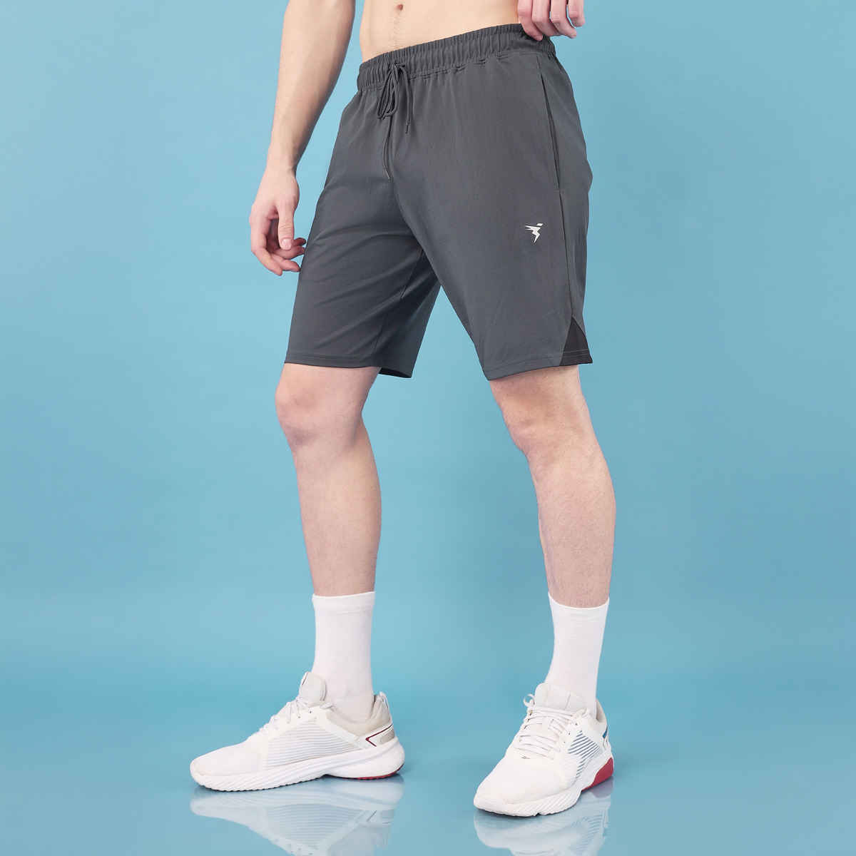 Technosport Men Poly Solid Slim Fit Sports Shorts with ELASTO LITE | Black | M