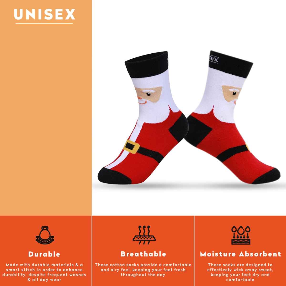 Supersox Unisex Patterned Combed Cotton Crew Length Socks | Multicolour - Free Size