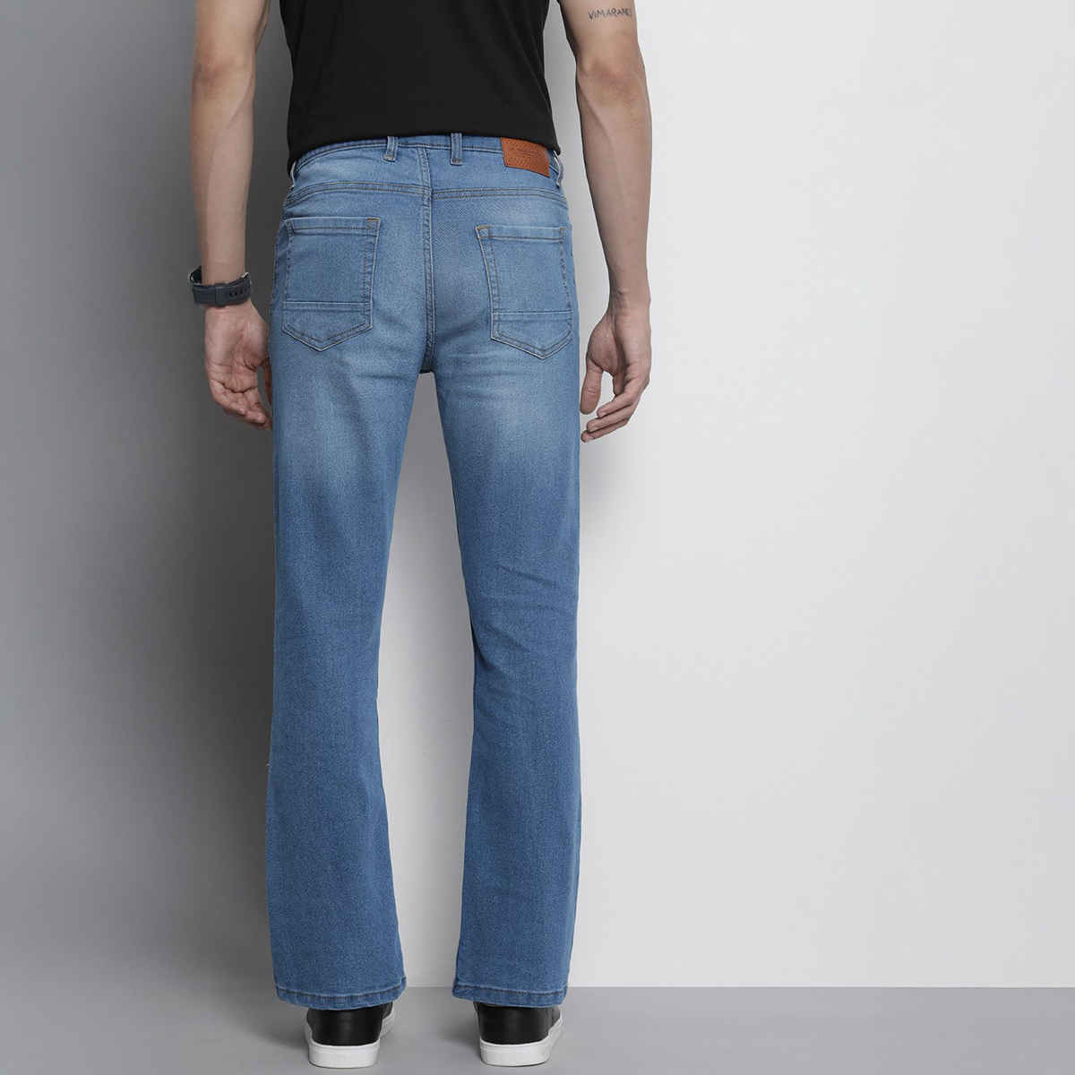 The Indian Garage Co Men's G-Noah Boot Cut Fit Jeans Solid Casual Jeans | Blue - 32