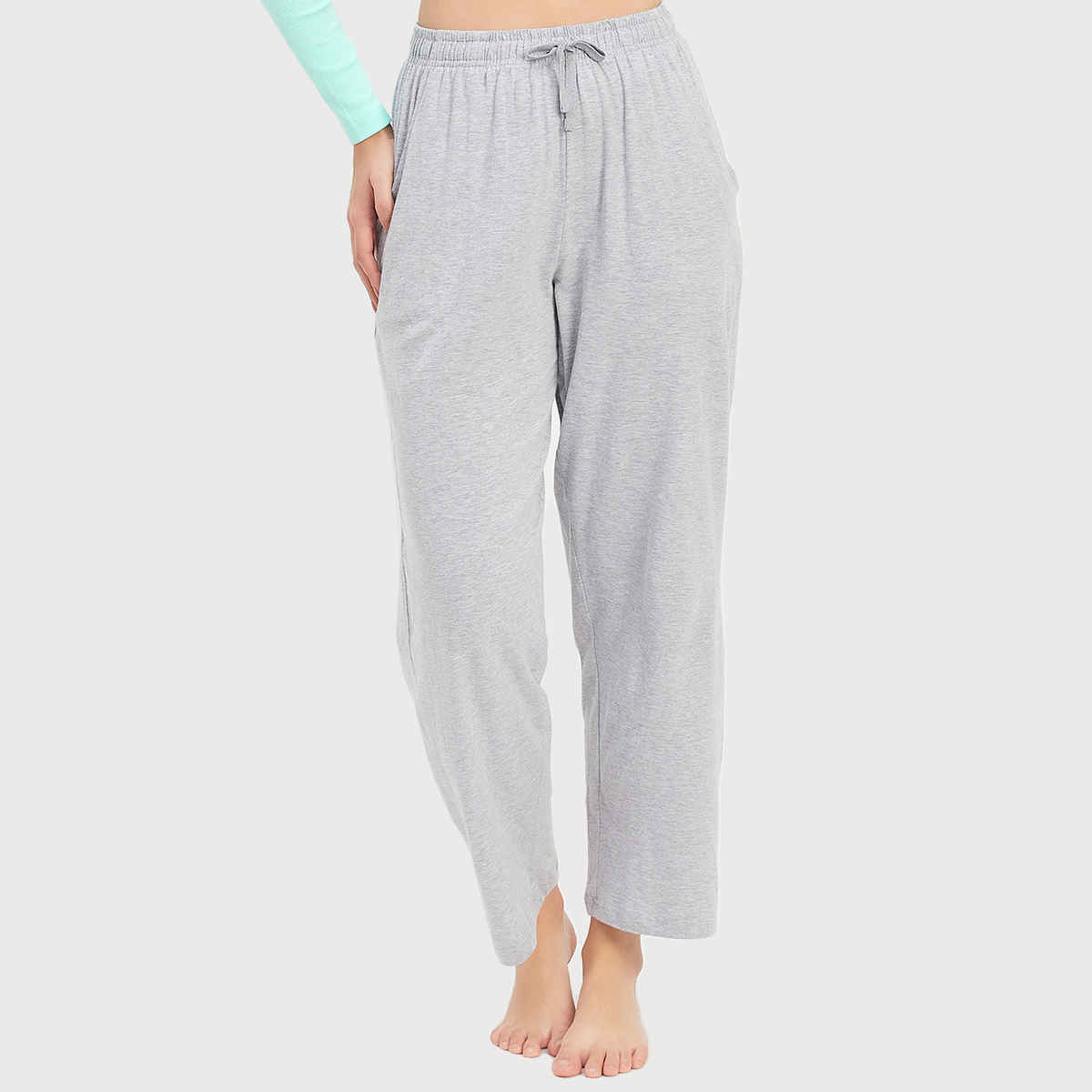Clovia Pyjama With Elastic Waistband - Cotton Rich(Grey Melange - 3Xl)