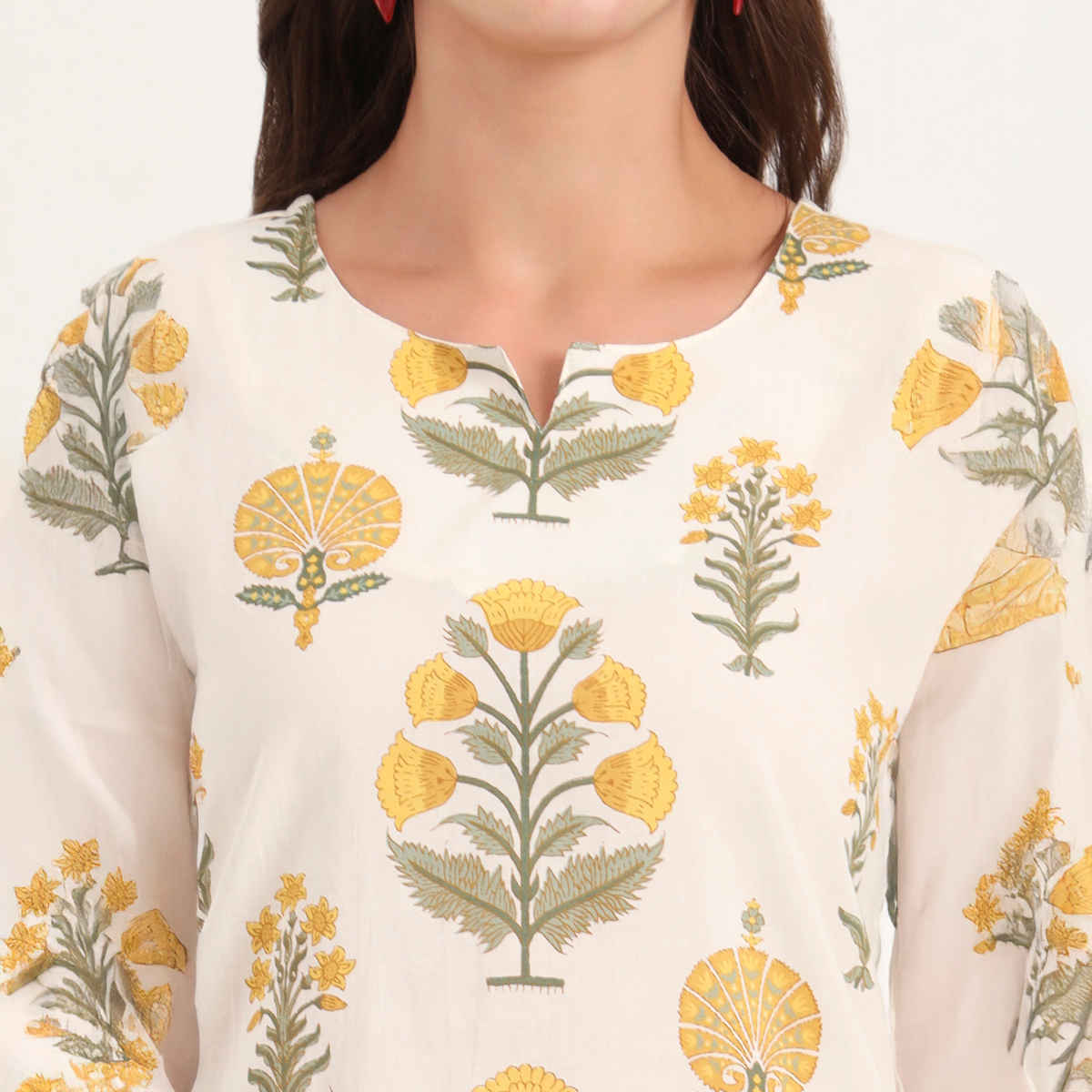 Divena Women's Cotton Floral Printed Night Suits | DK0288 | Cream - XL