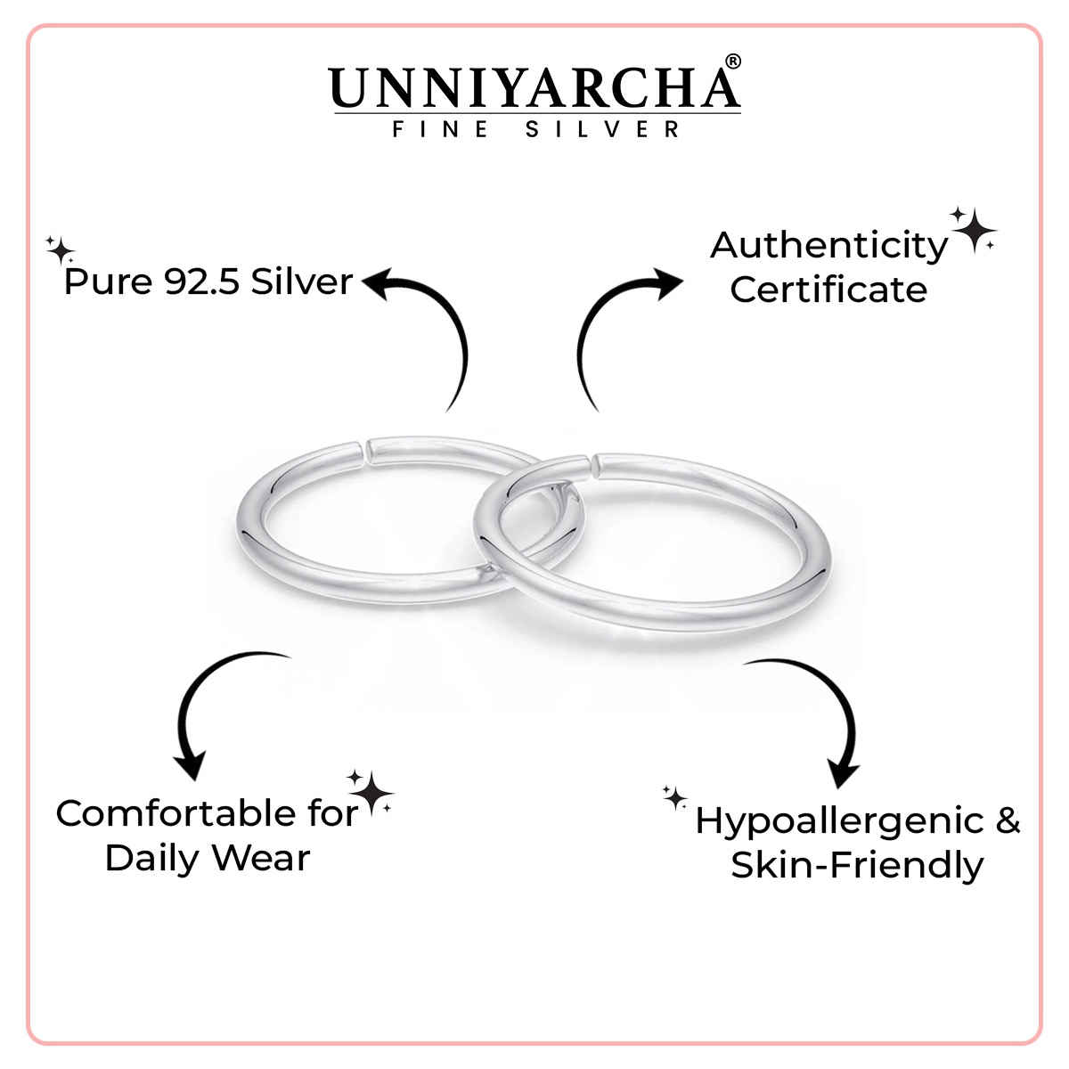 Unniyarcha Silver Minimal Toe Ring | Pair