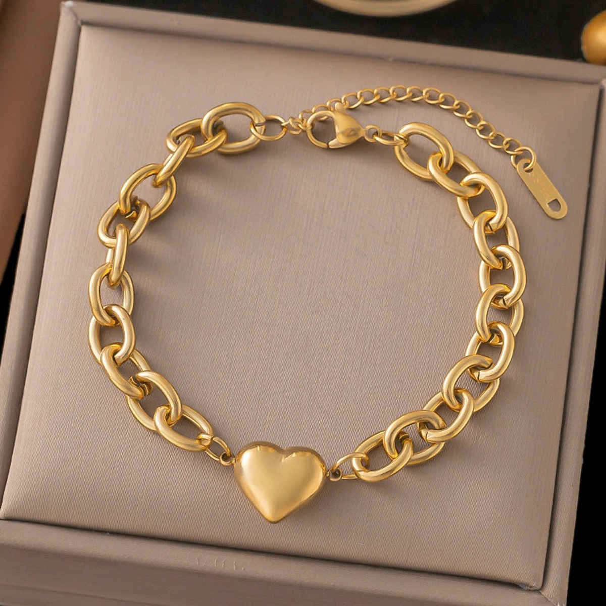 LabelShe Gold Plated Stainless Steel Heart Themed Bracelet | LS-BNG-16202