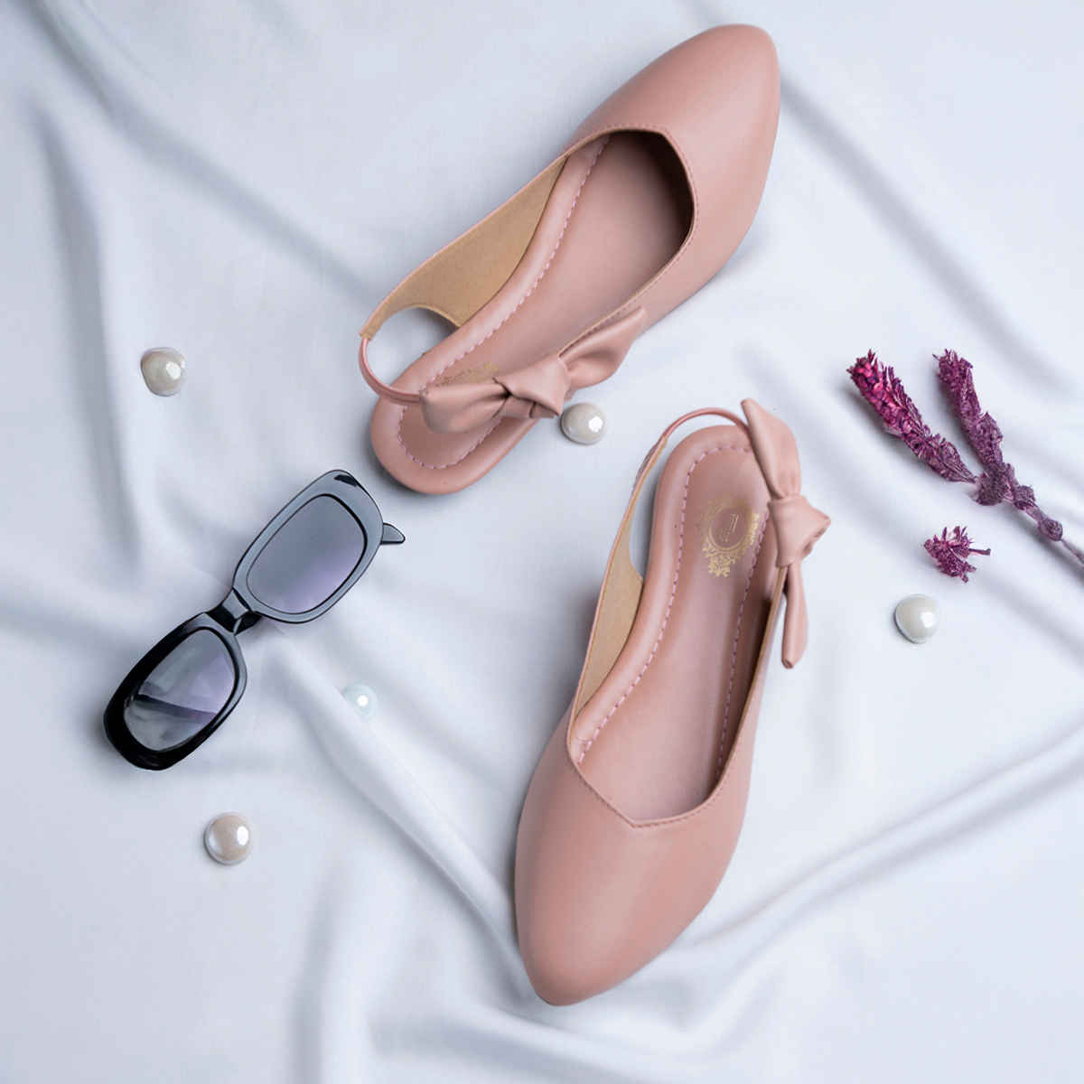 Shoetopia Casual Side Bow Detailed Pink Flat Belly For Women | UK 6