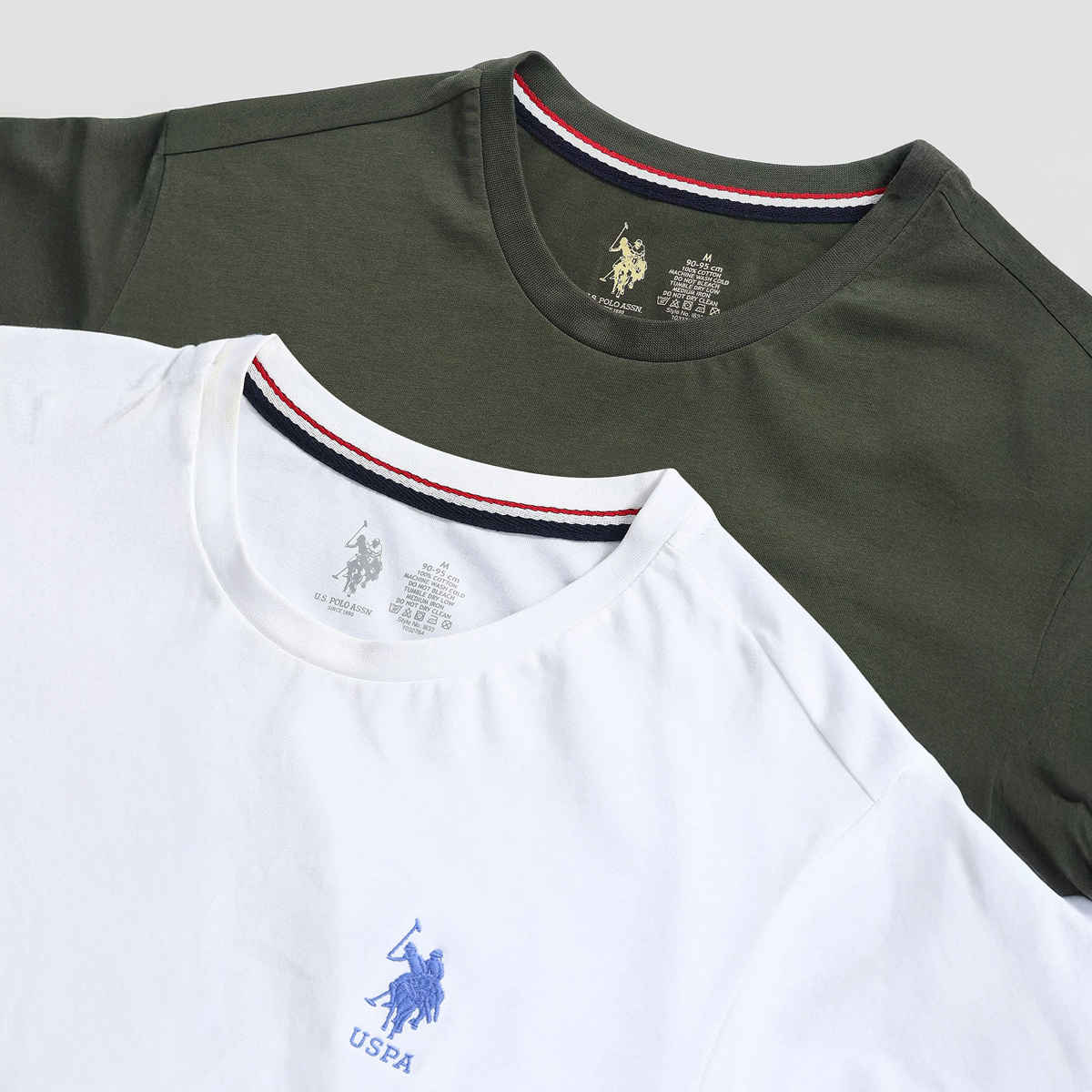 U.S. Polo Assn. Men's Solid T-shirts | Blue Melange & White - M