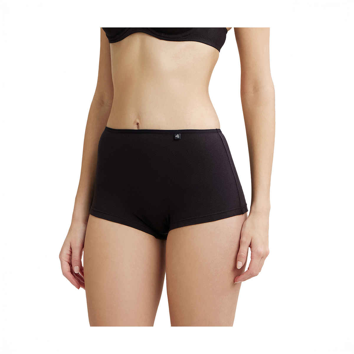 Jockey SS04 Women's Super Combed Cotton Elastane Stretch Underwear BoyShorts|Concealed Waistband | Black-M