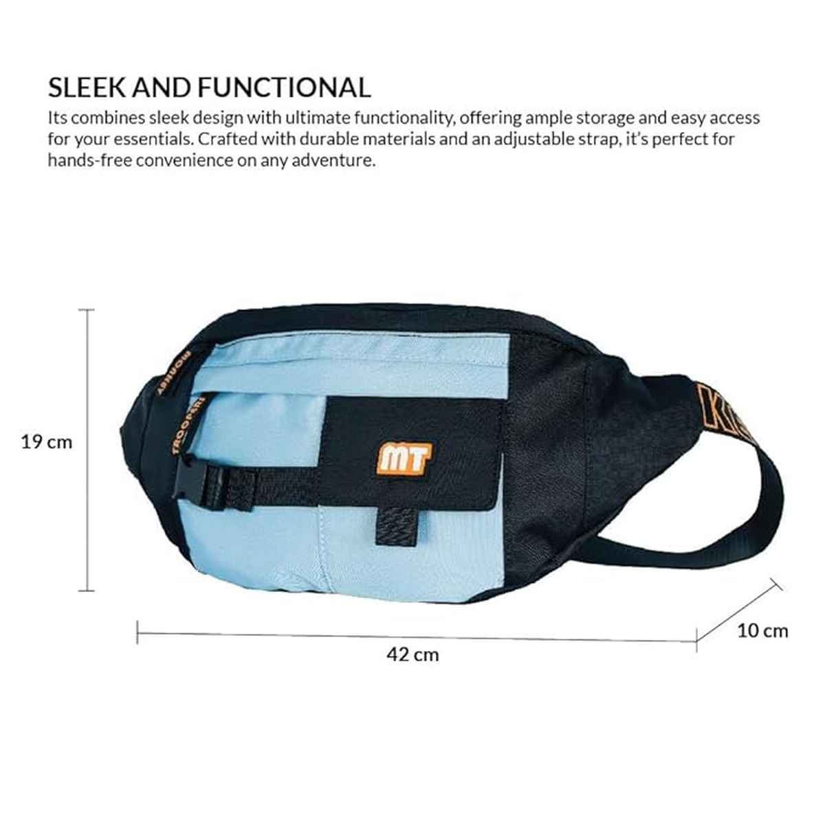 MONKEY TROOPERS Savage Waist Bag - Fits 11 Inch iPad, Ultra-Light, Durable Travel Sling | Black-Blue