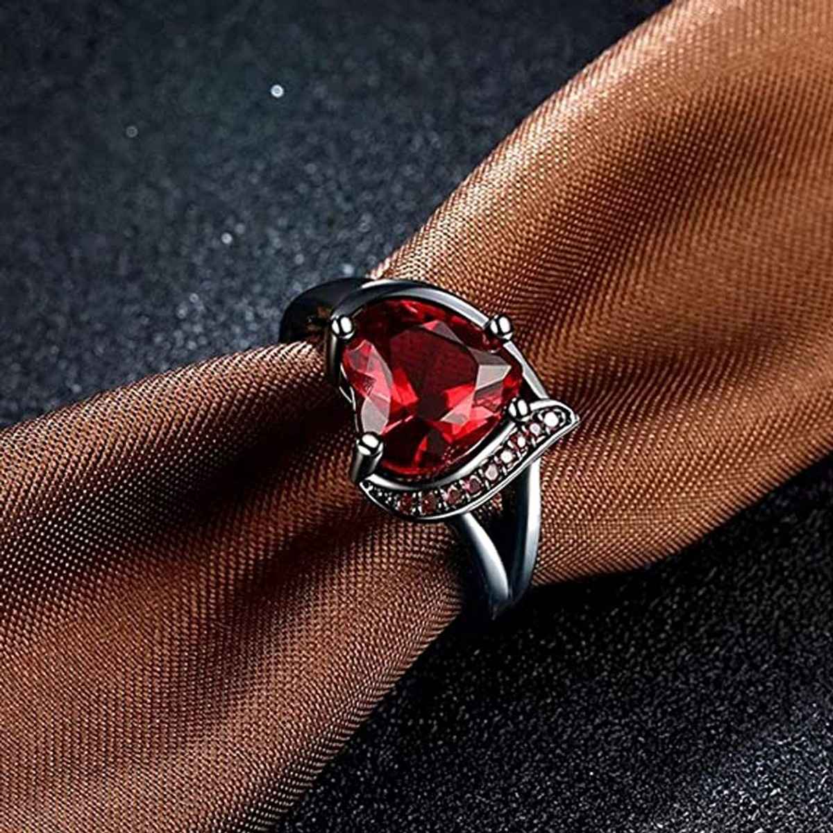 Fashion Frill Women's Heart Rings Red Onesize