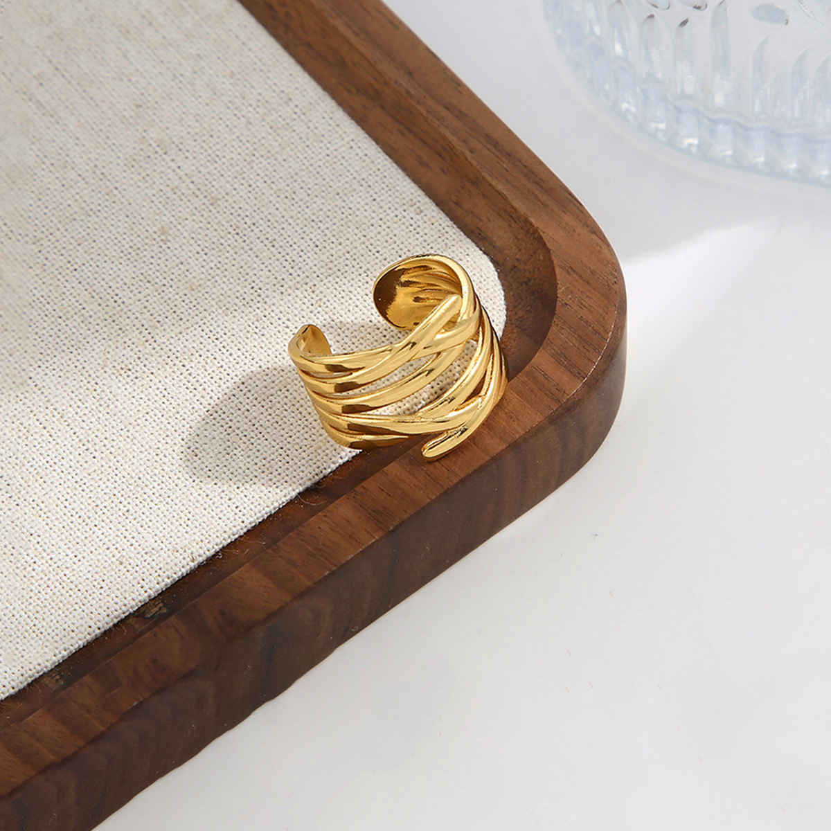 LabelShe Gold-Plated Stainless Steel Contemporary Adjustable Ring | LS-RNG-72200