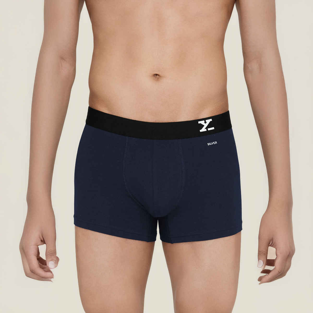 XYXX Men's Aero Cotton Solid Trunks Pack of 2, Midnight Blue & Frost Grey| L