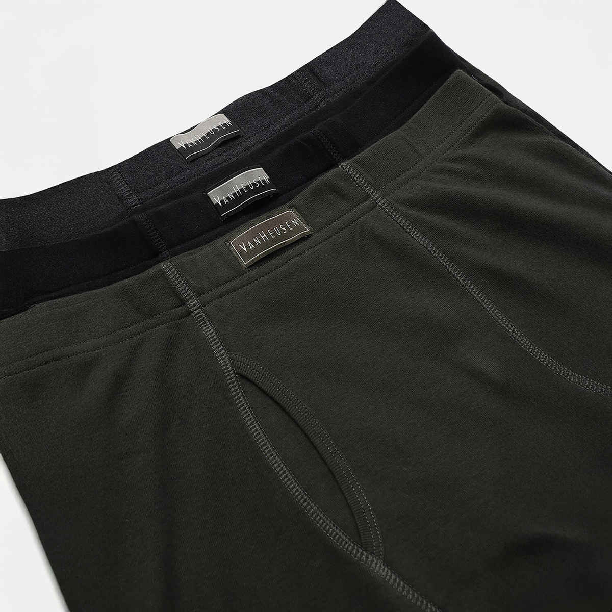 Van Heusen Men Pure Black, Dark Grey,Peat Pack Of 3 Combed Anti Bacterial Boxer Briefs |S