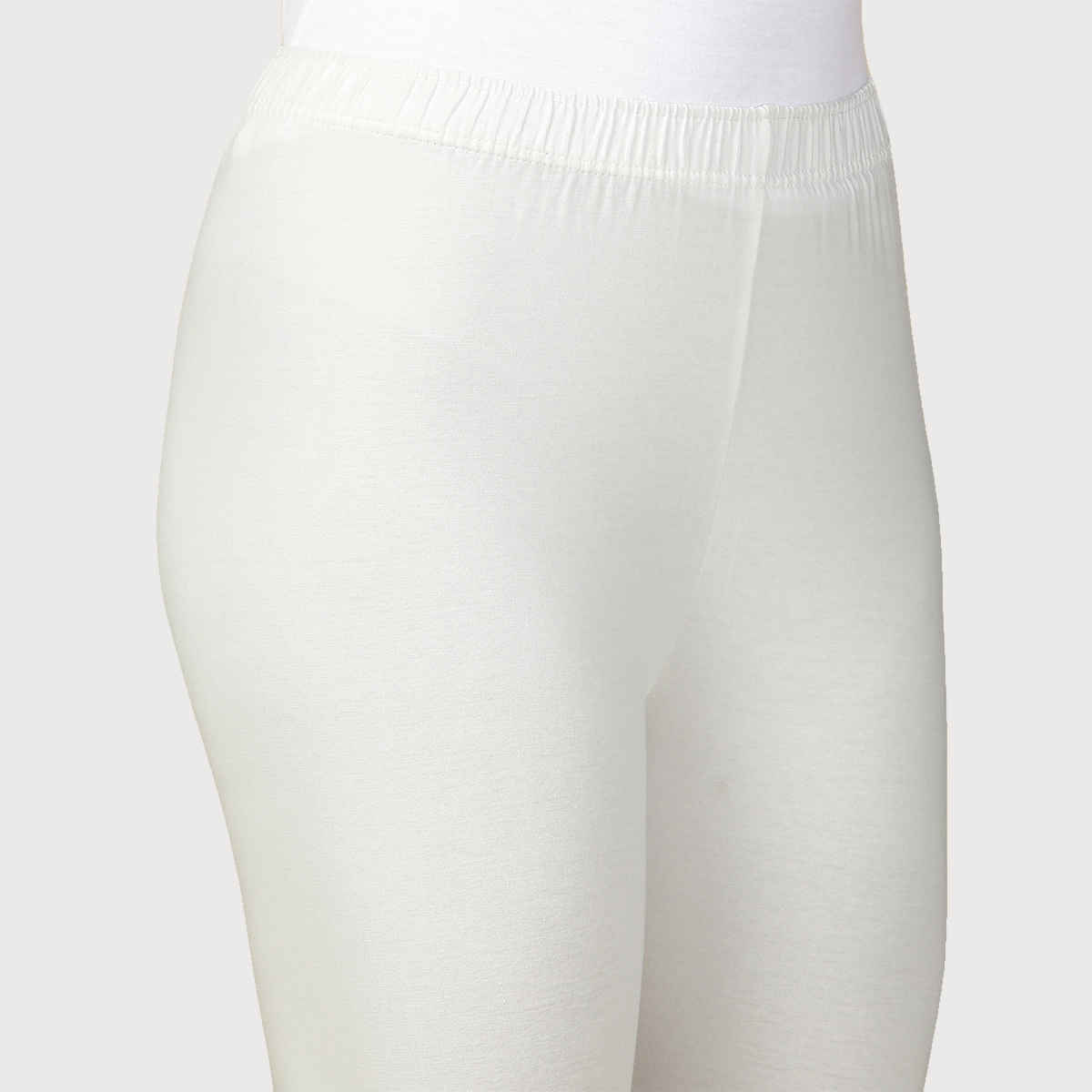 PYNK By Lux Cozi Women Flexi-Fit 360 Stretch Ankle Length Prime Cotton Leggings|Off White|Free Size