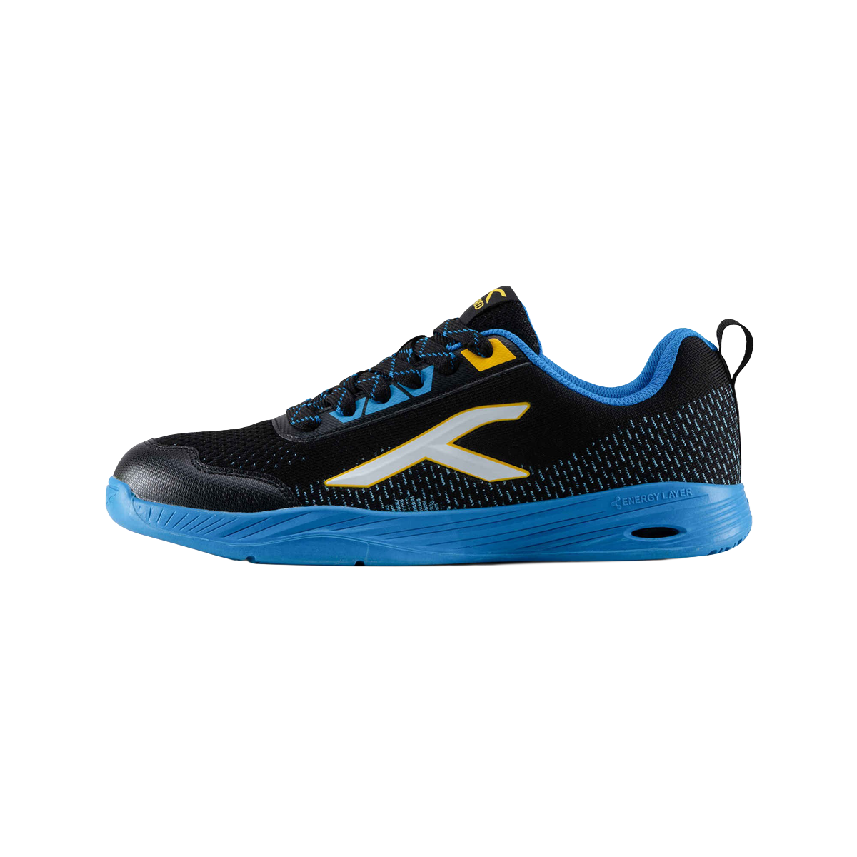 Hundred Unisex Court Flyer Non Marking Court Shoes | Black, Blue, & Yellow - UK 8