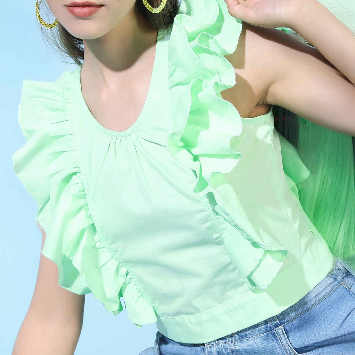 Tokyo Talkies Women's Sleeveless Crop Top | Green - M