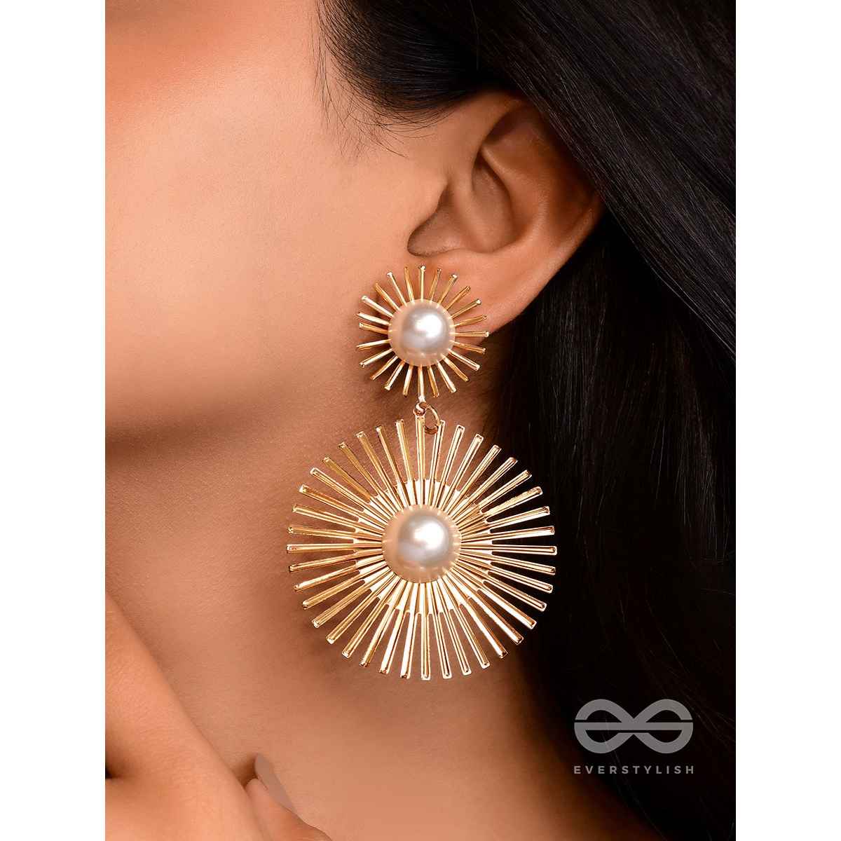 Everstylish Pearls Of Sunshine - Golden Statement Earrings