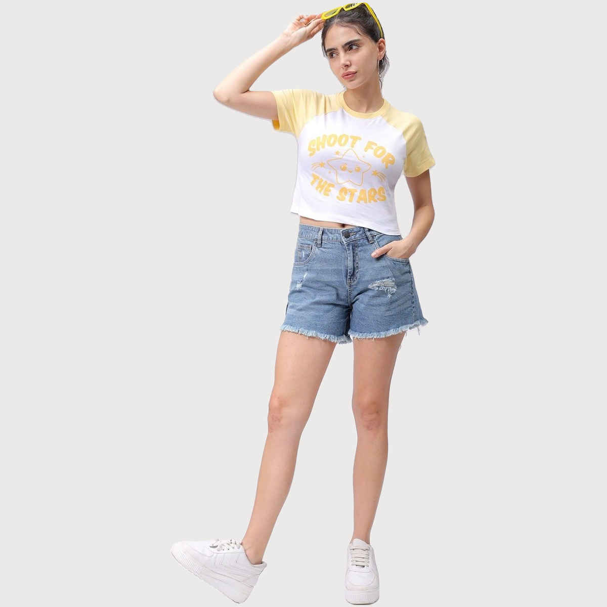 Freehand Women's Casual Slim Graphic Baseball T-shirt | 0424-Zfhbbtee1-04 | White - XL