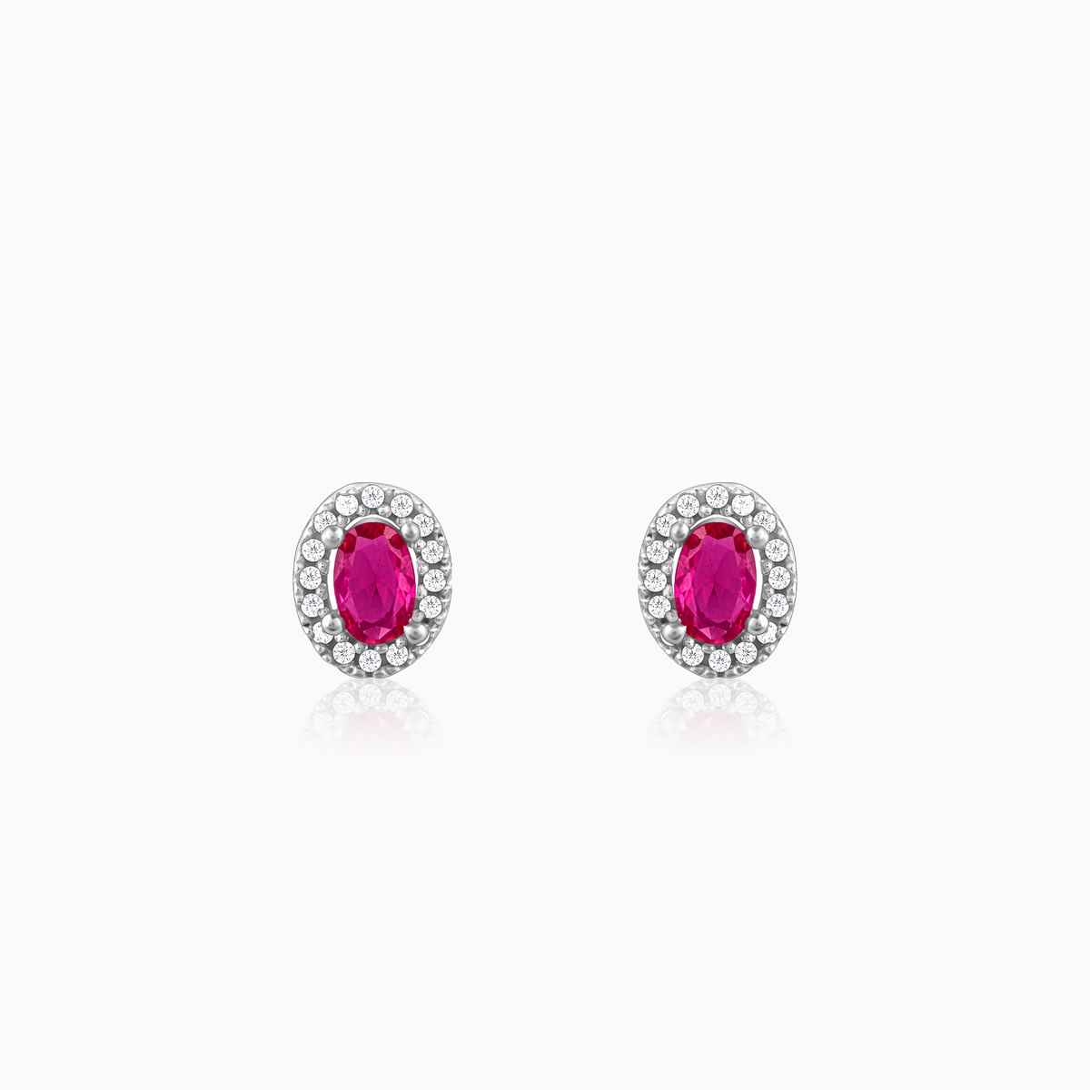 Giva Silver Pink Oval Halo Studs