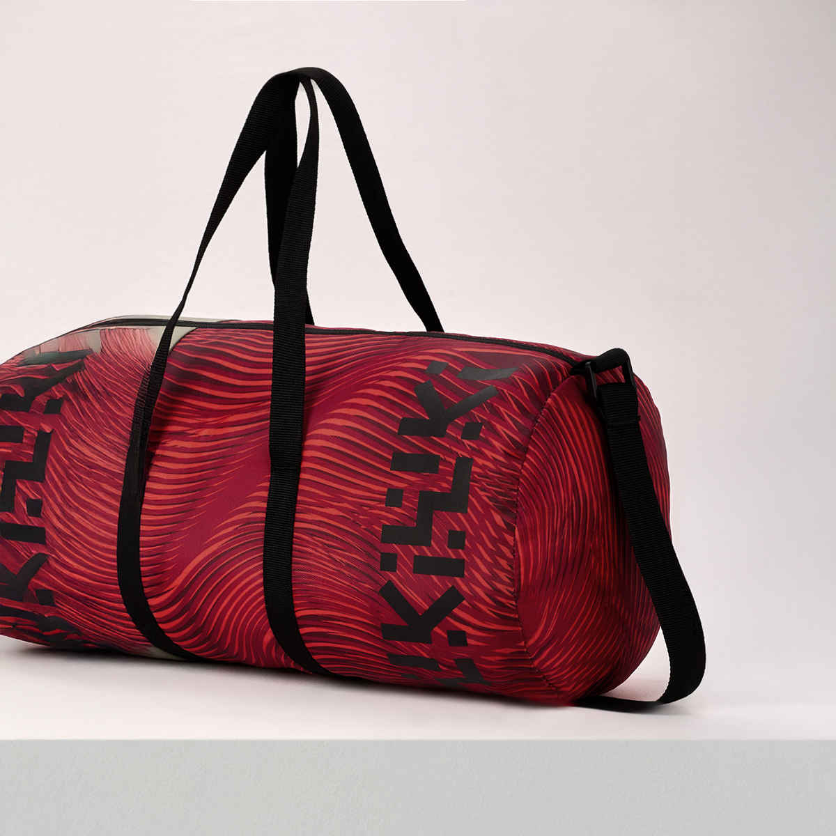 Wildcraft Unisex Color Block Polyester Duffel Bag | Red and Beige - 23 cm