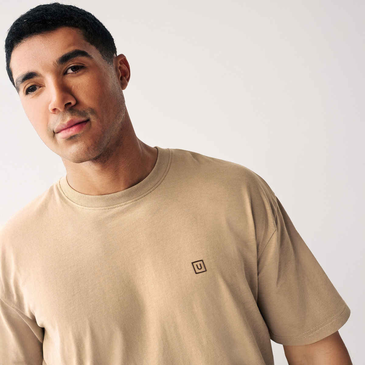 Urbano Fashion Men's Oversized Solid Round Neck Half Sleeve Cotton T-Shirt | Ginger Brown - L