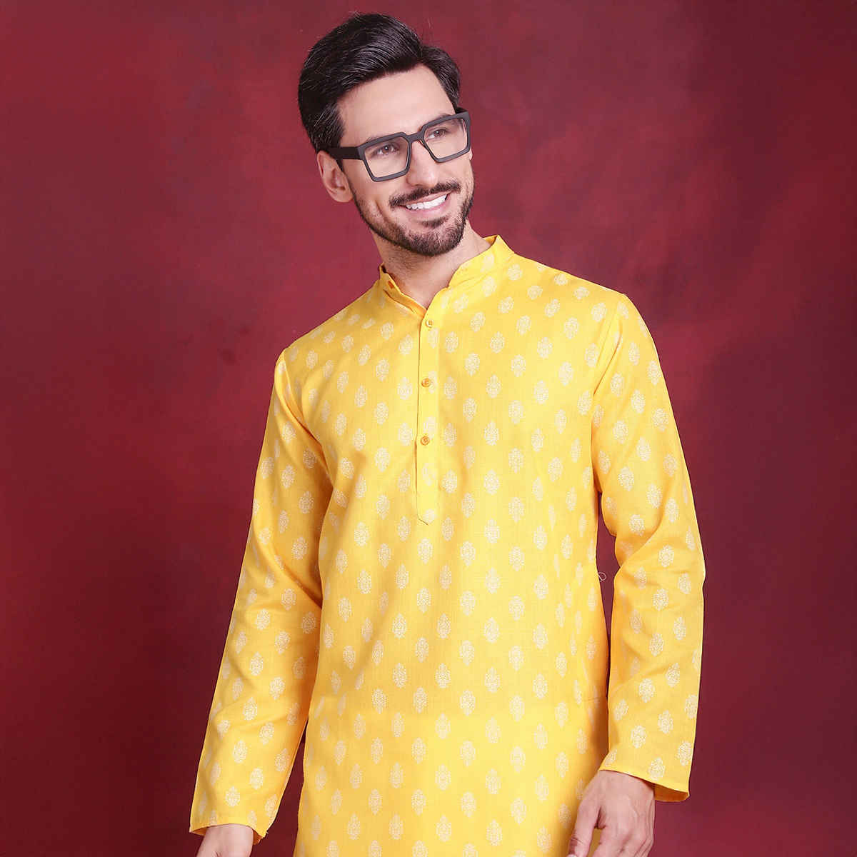 Jompers Men's Kurta | Ko 650 | Lemon - S