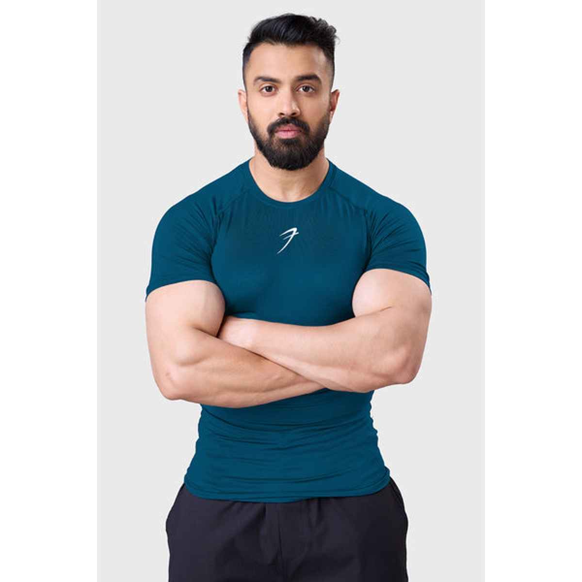 Fuaark Men's Compression GYM T-shirt | Teal - L