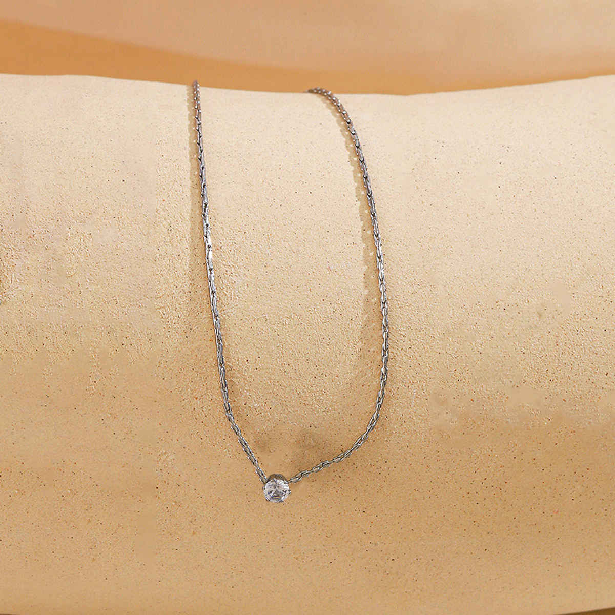 LabelShe Silver Plated Stainless Steel CZ Studded Pendant Necklace | LS-PS-26450