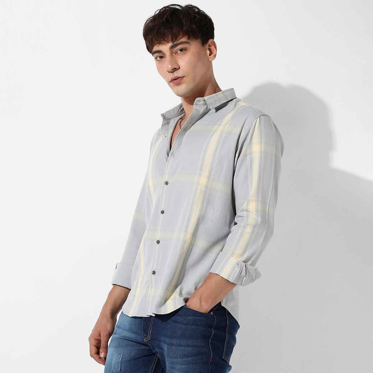 Campus Sutra Men's Tartan Plaid Shirt | Green - S