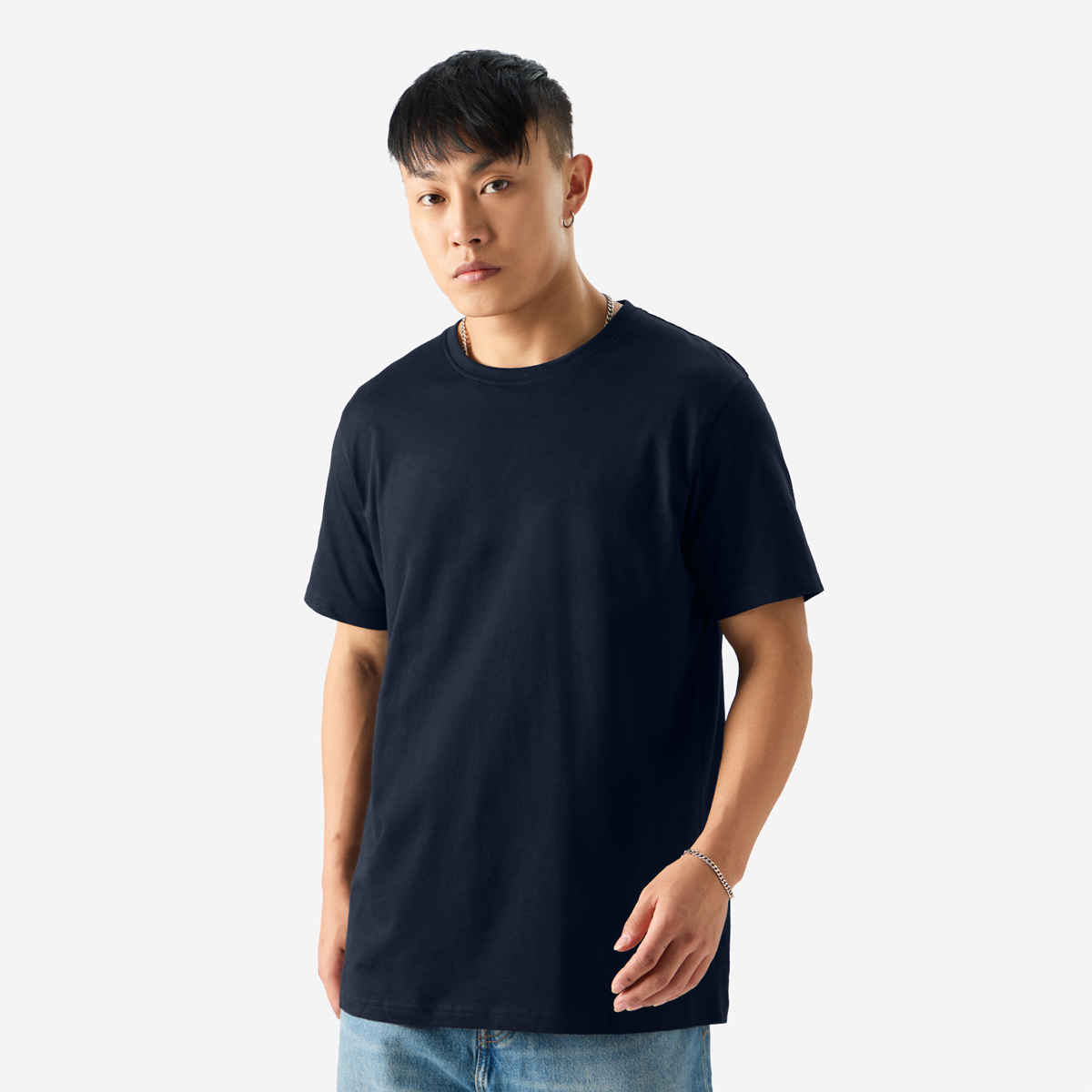 The Souled Store Men's Regular Solids- Navy Blue T-Shirts | Navy Blue | S