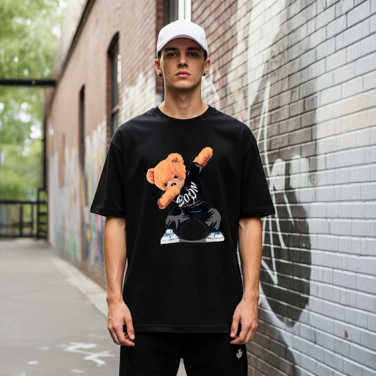 BENNY BROOKS Men's Round Neck half sleeve Oversized T-shirt |AA(ARN)BLACK152 | Black - M