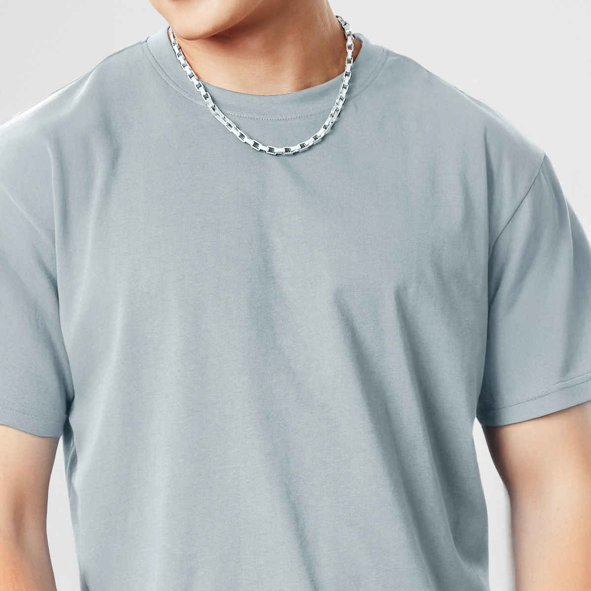 The Souled Store Men's Solids Oversized T-shirt | Grey - M