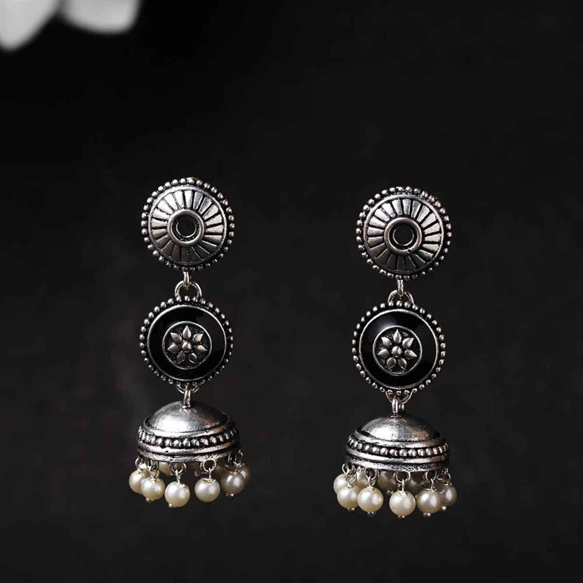 Voylla Rangabati Faux Pearls Layered Earrings