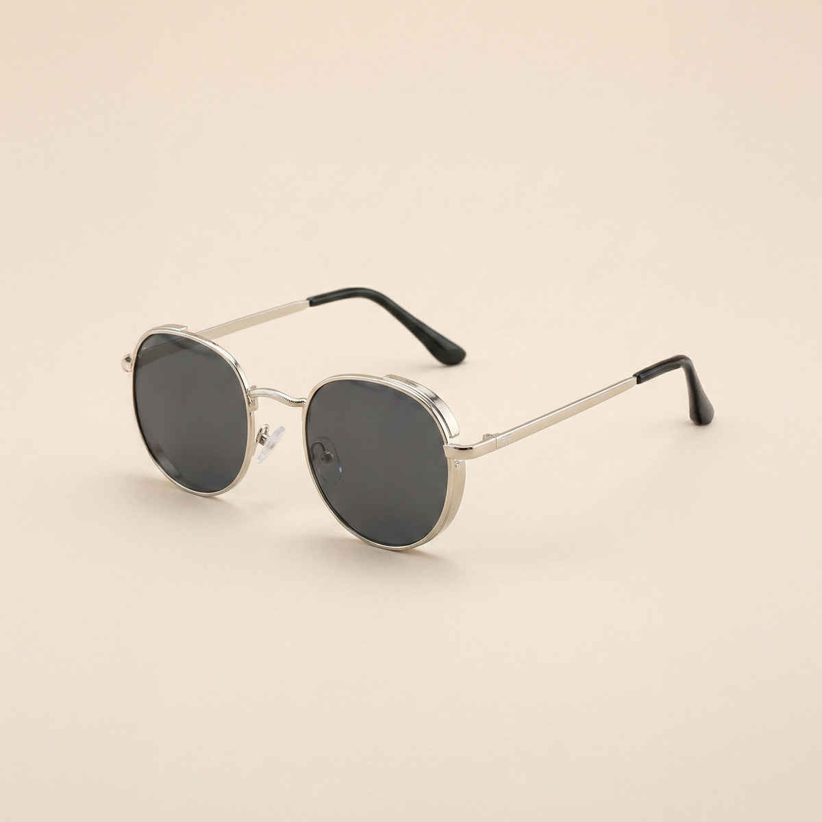 NuVew Unisex Round Sunglasses | Silver & Black | Medium