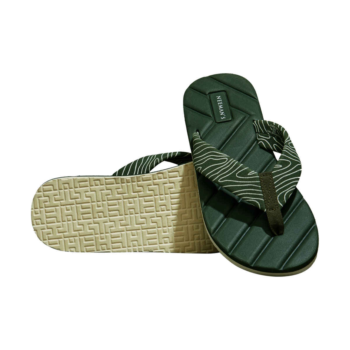 Neeman's Men's All-Vibes Flip-Flops | NM-ALV-OGBE | Olive and Beige - UK 10