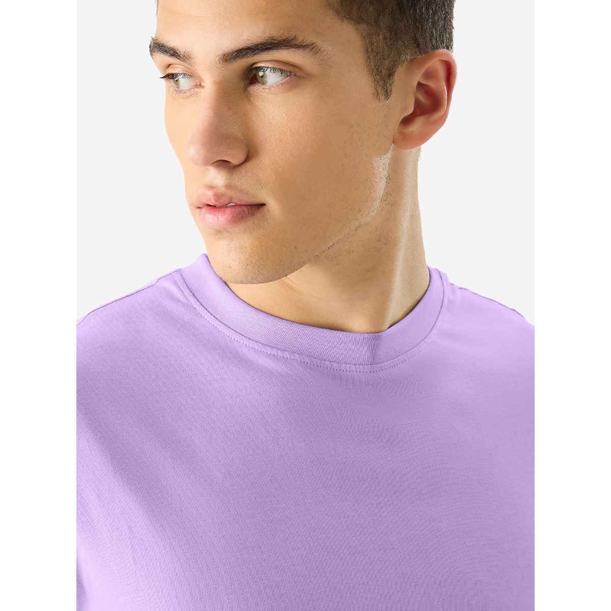 The Souled Store Men's Regular Solids-Deep Lavender Men's T-shirts | Lavender | M